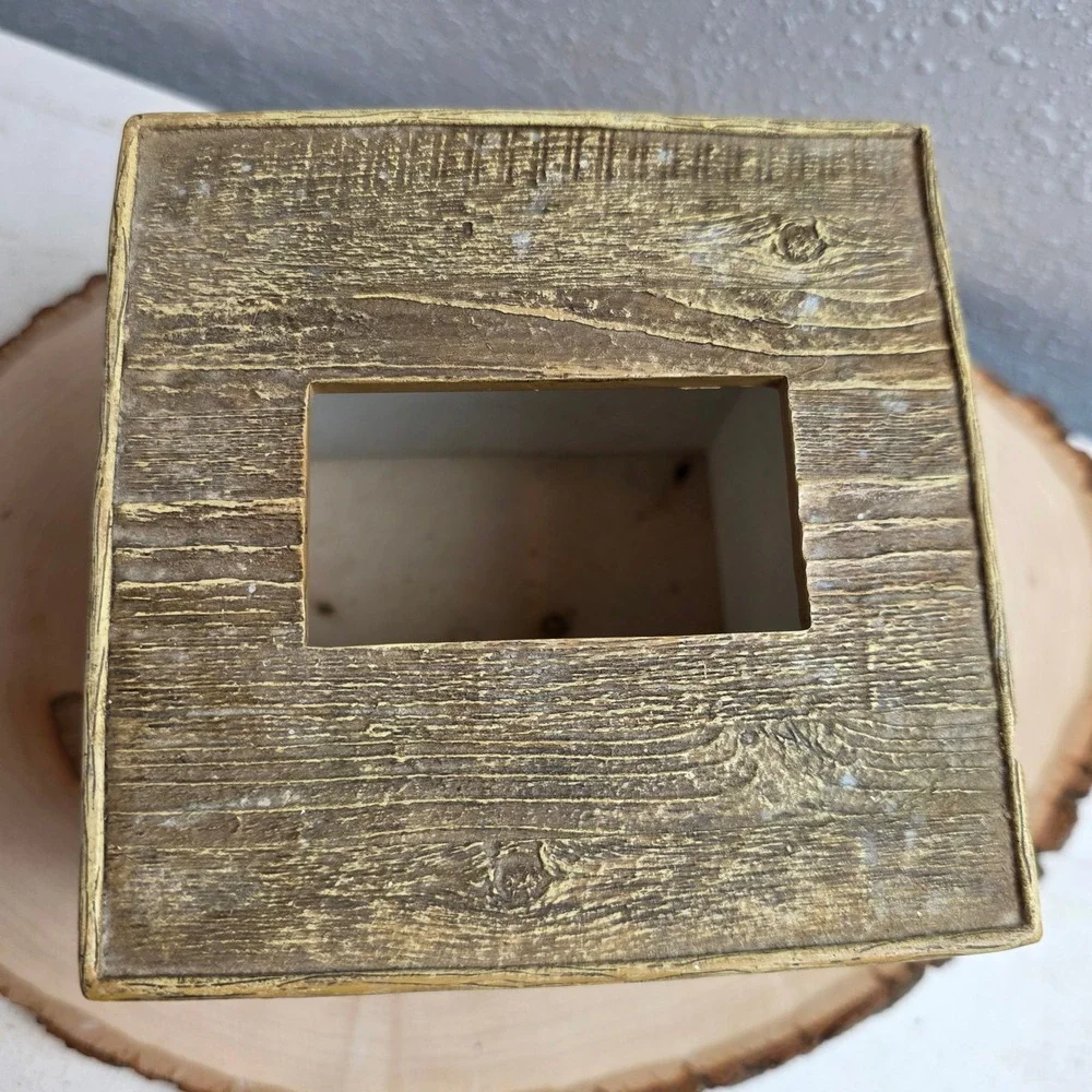 Rustic Lodge Wildlife Tissue‎ Box Cover Resin Faux Wood Deer Duck Dog Cabincore